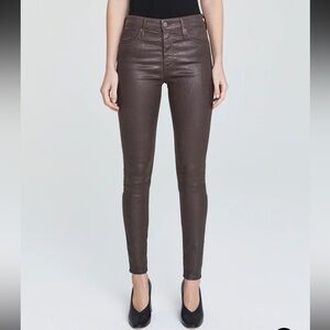 Adriano Goldschmied AG Farrah Skinny Leatherette High Rise Skinny Brown Size 31